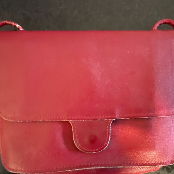 Vintage Mundi Genuine Leather Mini Crossbody / Shoulder Bag – Red - Picture 1 of 5